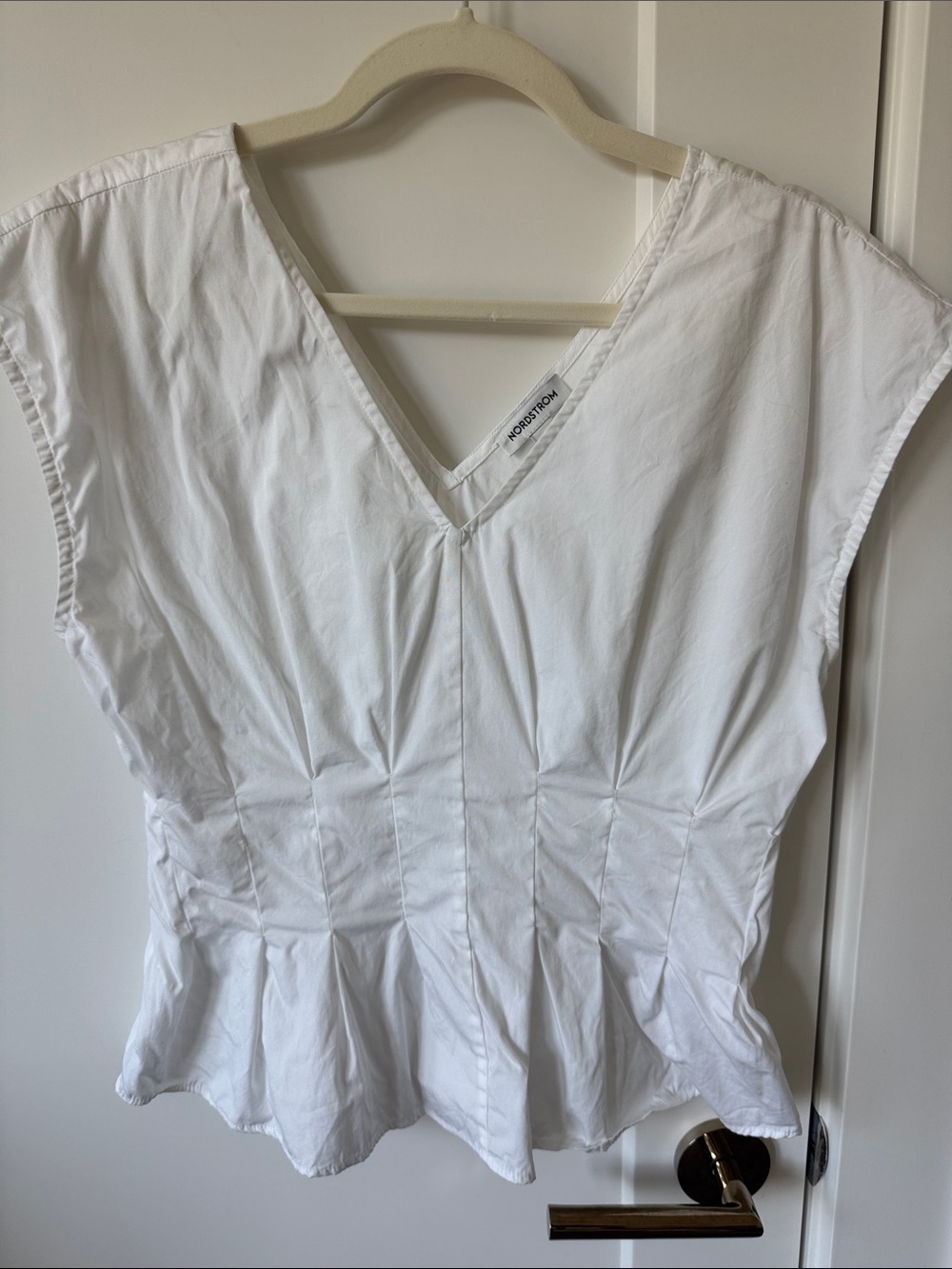 Nordstrom White V-Neck Peplum Top